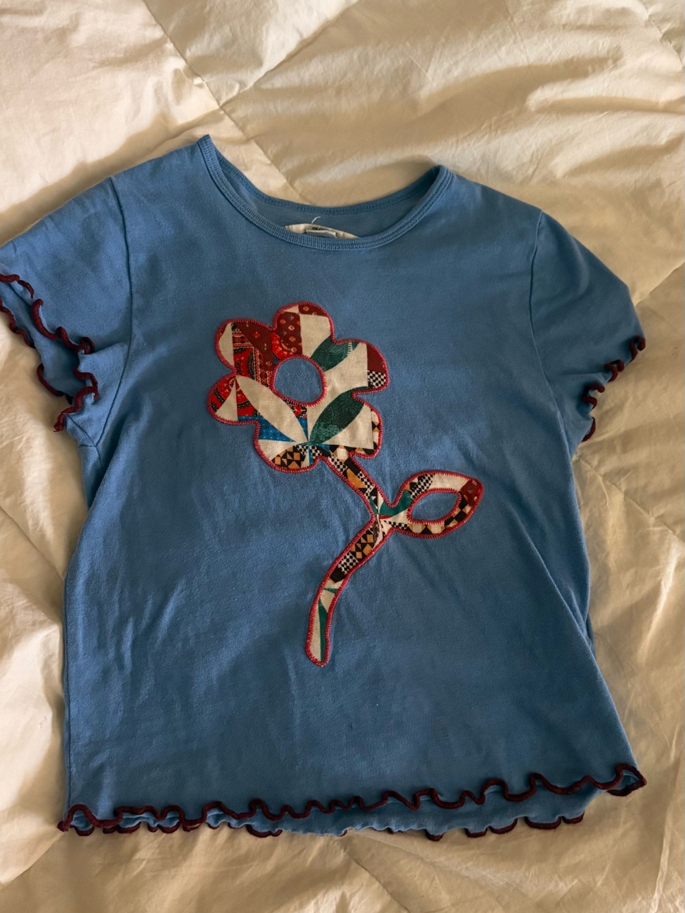 Kimchi Blue Blue Short-Sleeve Tee with Patchwork Flower